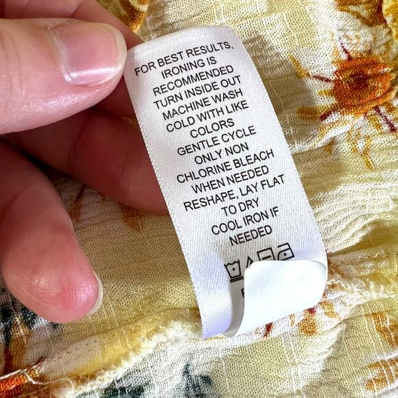 Maurices Womens Blouse Shirt Top Bubble Hem Ruffle Floral Yellow Orange 2X - Picture 8 of 8